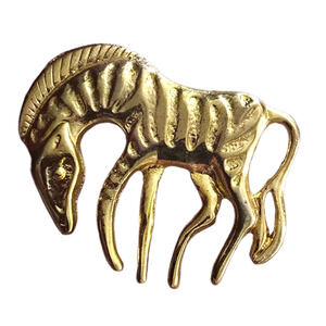 Gold Tone Zebra Brooch Safari Animal Pin Vintage Small Zoo Jungle